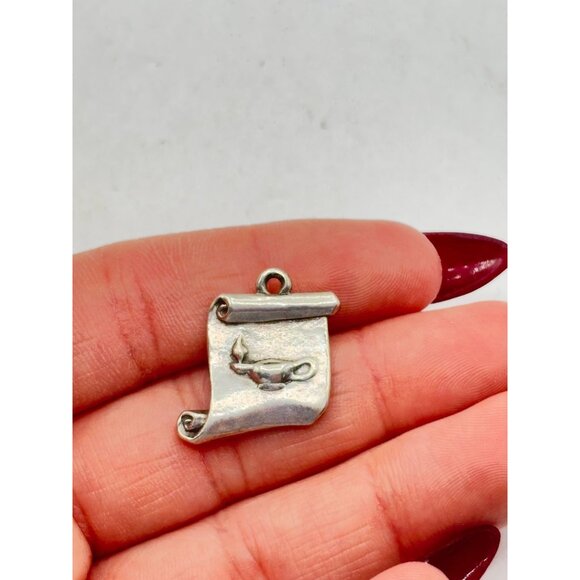 James Avery Sterling Silver 925 Retired Honor Roll Scroll Lamp Charm - Picture 4 of 5